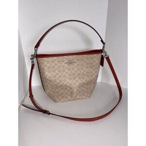 Coach Large City Bucket Bag Purse Sand Orange Leather CT802 Logo Designer